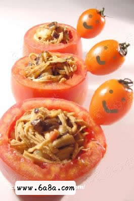 手撕雞肉番茄盅的做法 手撕雞肉番茄盅的做法