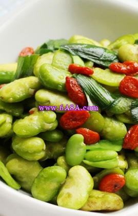 蠶豆炒枸杞的做法 蠶豆炒枸杞的做法