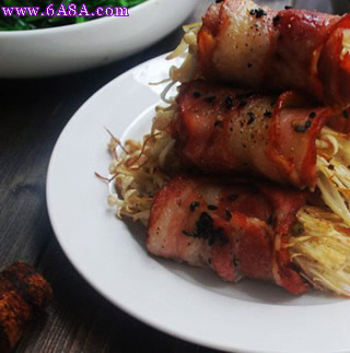 培根金針菇芝麻卷的做法 培根金針菇芝麻卷的做法