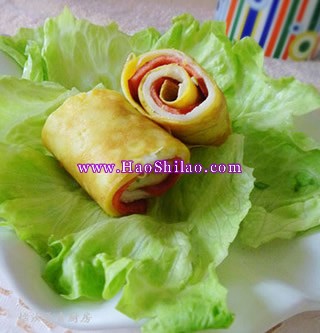 火腿雙色雞蛋餅的做法 火腿雙色雞蛋餅的做法