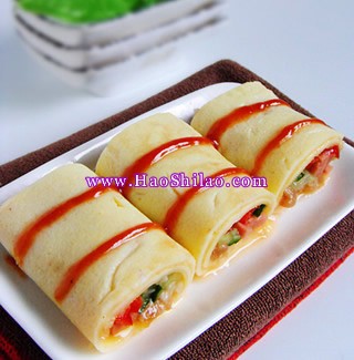 雞蛋肉松蔬菜卷的做法 雞蛋肉松蔬菜卷的做法